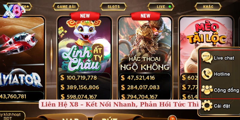 liên hệ x8 kết nối nhanh, phản hồi tức thì